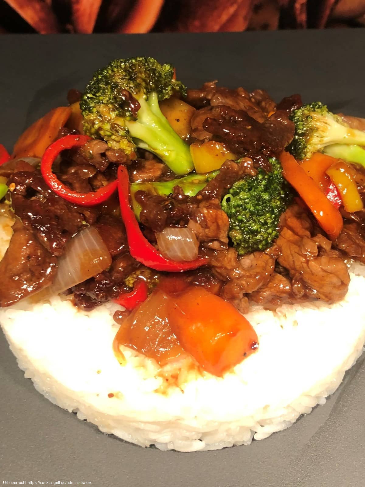 Beef Broccoli auf Reis